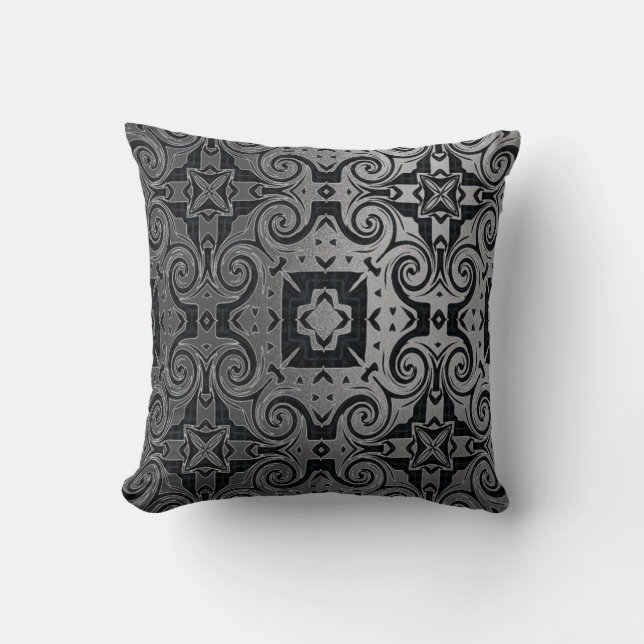 Coussin Médalien Noir/Argent-Texture 1 Design 2 (Recto)