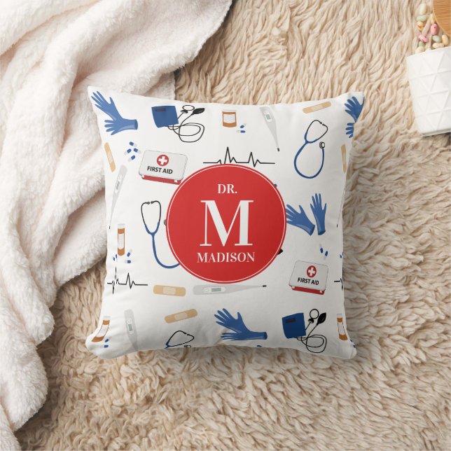 Coussin Médecin Médicale moderne infirmière Motif Monogram (Couverture)