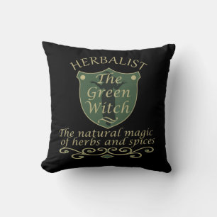 Coussin Médecine naturelle sorcière verte Herboriste