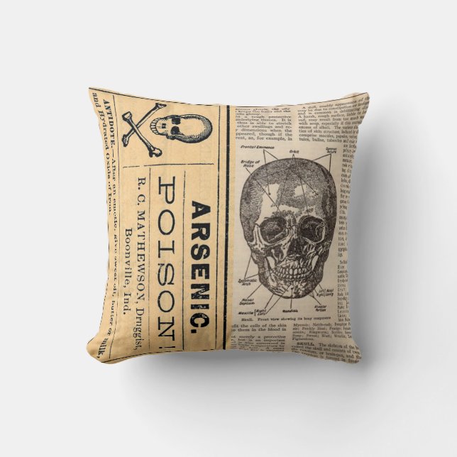 Coussin Médicale vintage d'anatomie de poison de (Recto)