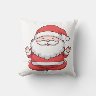 Coussin Méditation drôle Kawaii Père Noël Yoga