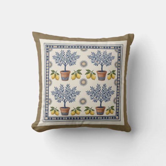 Coussin Mediterranean Lemon Tree Tile Pattern Cushion (Recto)