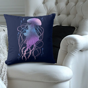 Coussin Méduse Éthérée Violet Bleu