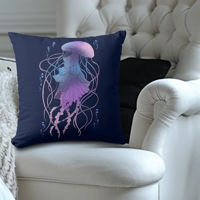 Coussin Méduse Éthérée Violet Bleu (Créateur téléchargé)
