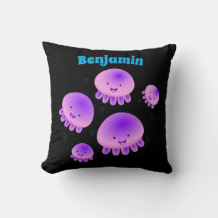 Coussin Méduse rose violet mignonne dessin animé kawaii