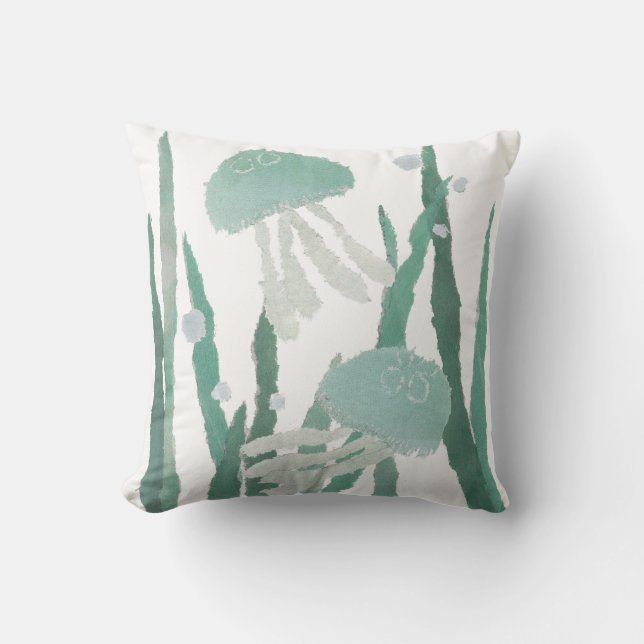 Coussin Méduses, algues, océan, Plage-Thème (Recto)