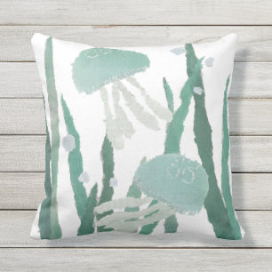Coussin Méduses, algues, océan, Plage-Thème
