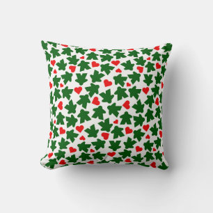 Coussin Meeple vert avec cœur rouge