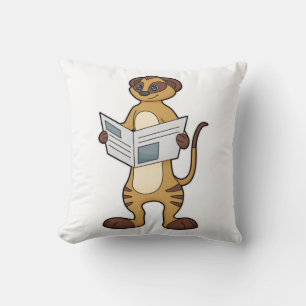 Coussin Meerkat à la lecture d'un journal
