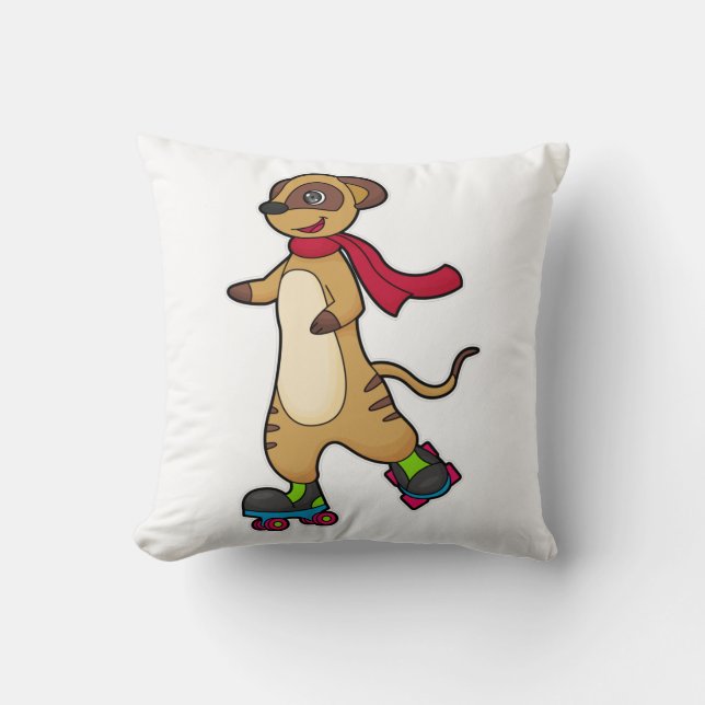 Coussin Meerkat comme patineur avec patins à rouleaux (Recto)