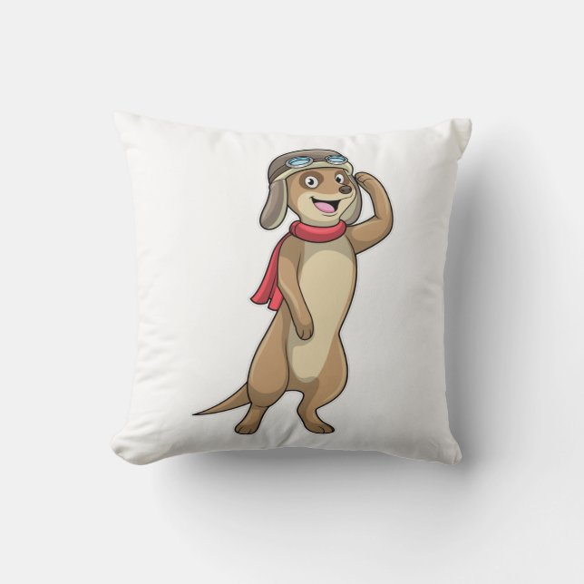 Coussin Meerkat comme pilote avec casquette pilote (Recto)