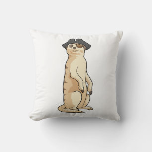 Coussin Meerkat comme Pirate avec casquette pirate
