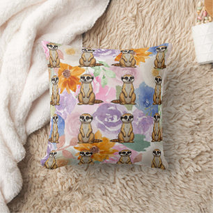 Coussin Meerkat Floral arrière - plan Motif