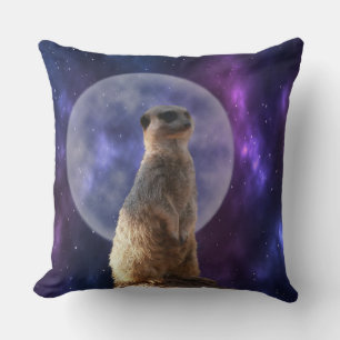 Coussin Meerkat Sur Blue Moonlight Night Watch,