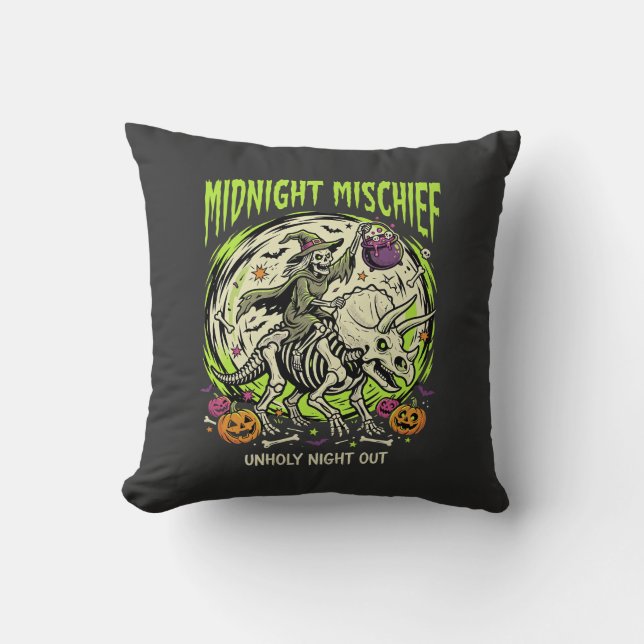 Coussin Méfait de cavalier d'os d'Halloween (Recto)