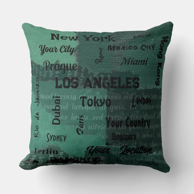 Coussin méga ville chic vert émeraude rustique du monde (Recto)