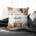 Coussin Meilleur Abuela Ever - Collage photo pour petits e<br><div class="desc">Célébrez le "Meilleur Abuela Ever" avec ce Collage de photos grand-enfants personnalisé Jetez l'oreiller. Ce cadeau chaleureux comporte un collage de photos chères et joliment arrangé, capturant des moments spéciaux, complété par un message sincère. Conçu en tissu doux et de haute qualité, il offre confort et style à tous les...</div>