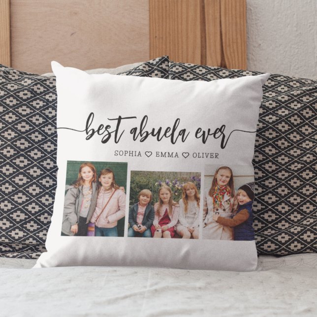 Coussin Meilleur Abuela Ever - Collage photo pour petits e (Créateur téléchargé)