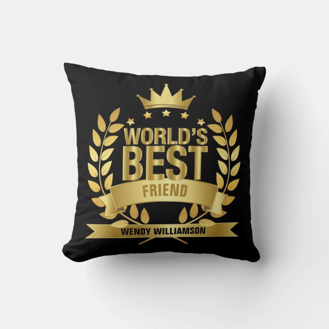 Coussin Meilleur Ami au Monde Or Fun Noir (Recto)