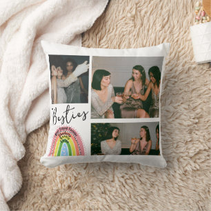 Coussin Meilleur Ami Bestie Forever Rainbow Photo Collage