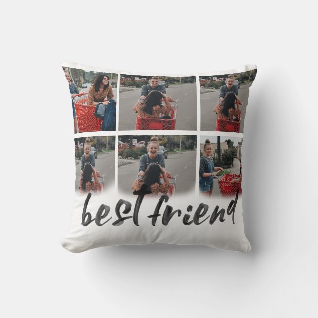 Coussin meilleur ami cadeau 6 photo-collage script personn (Recto)