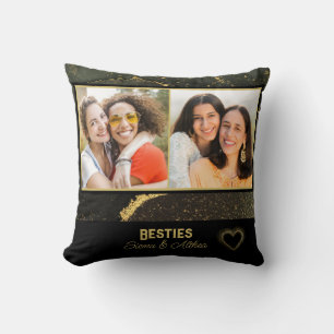 Coussin Meilleur Ami des Bestés branchés Photo Noir et Or