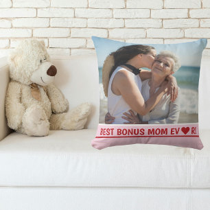 Coussin Meilleur Bonus Maman Jamais Photo Coeur Fête des M