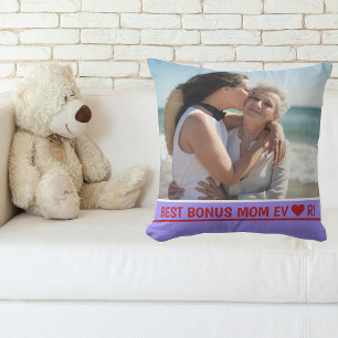 Coussin Meilleur Bonus Maman Jamais Photo Coeur Fête des M