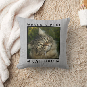 Coussin Meilleur Chat Mondial Maman Empreintes de pattes A