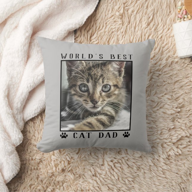 Coussin Meilleur Chat Papa Empreintes de pattes Photo pour (Couverture)