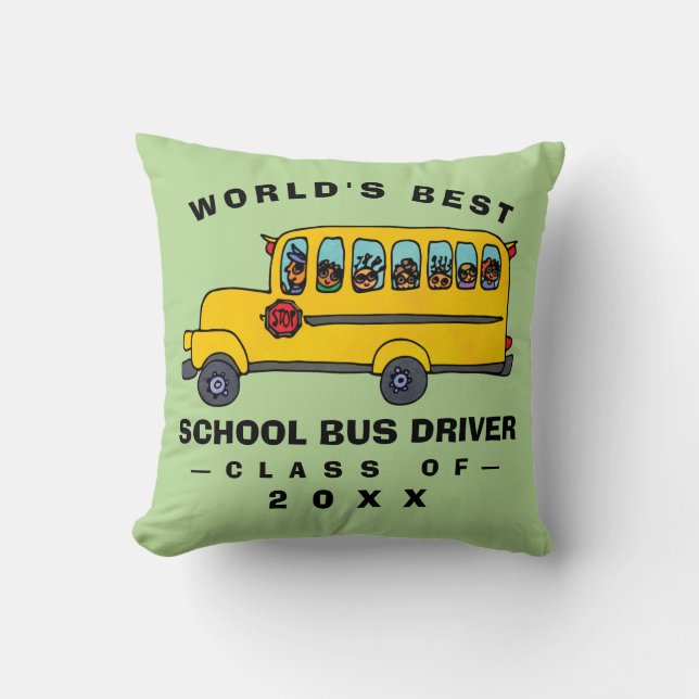 Coussin Meilleur chauffeur de bus scolaire Jaune (Recto)
