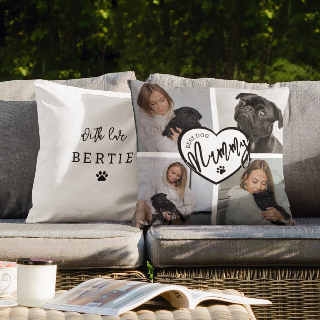 Coussin Meilleur chien maman | Collage de photos (Créateur téléchargé)