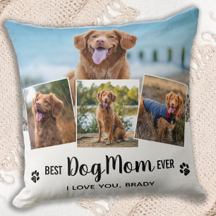 Coussin Meilleur Chien Maman Jamais Blanc Photo Collage