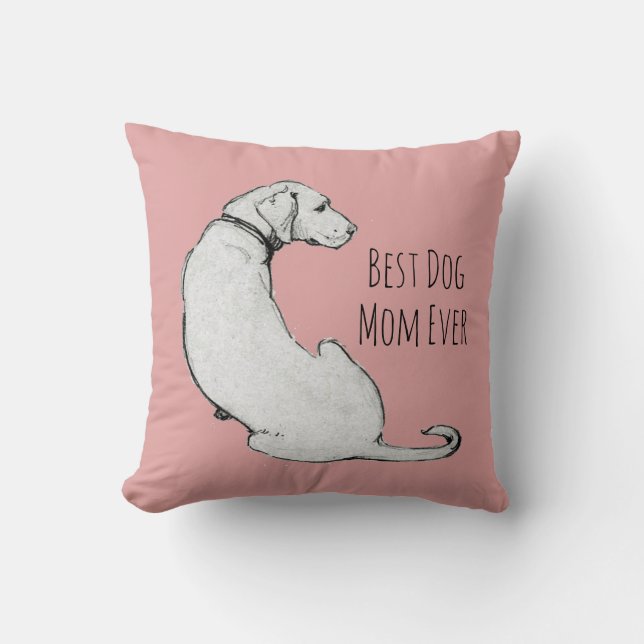 Coussin Meilleur Chien Maman Jamais Chien Art Blush Rose (Recto)