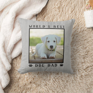 Coussin Meilleur chien papa Empreintes de pattes du monde 
