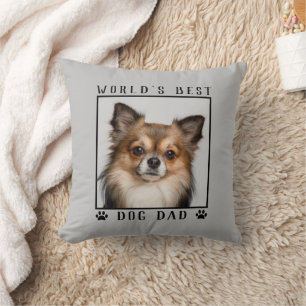 Coussin Meilleur chien papa Empreintes de pattes du monde 