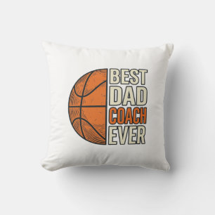 Coussin Meilleur Coach Papa Ever Basket Vintage Vector Des
