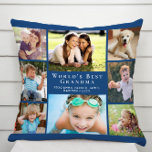 Coussin Meilleur Collage photo de grand-mère au monde en b<br><div class="desc">Donnez à la meilleure grand-mère du monde un coussin de collage photo sur mesure amusant qu'elle appréciera et trésor pendant des années. Vous pouvez personnaliser avec huit photos de petits-enfants, d'enfants, d'autres membres de la famille, d'animaux domestiques, etc., customiser l'expression "Meilleure grand-mère du monde" et si elle est appelée "grand-mère",...</div>