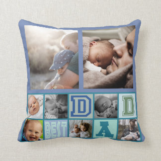 Coussin Meilleur collage photo papa personnalisé