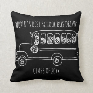 Coussin Meilleur conducteur de bus scolaire au monde en bl