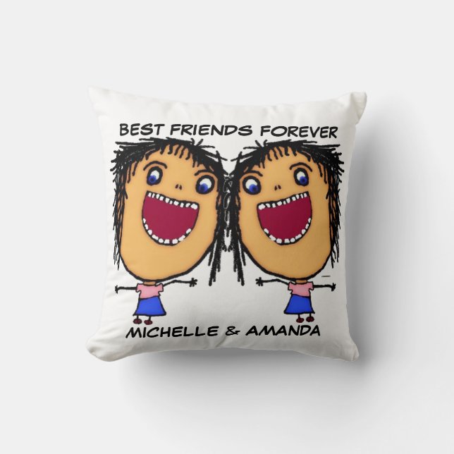 Coussin Meilleur Dessin d'amis pour toujours (Recto)