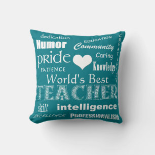 Coussin Meilleur Enseignant-Coeur Blanc+Personnalisable