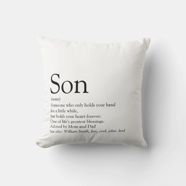 Coussin Meilleur Fils du Monde Définition Simple Moderne (Recto)