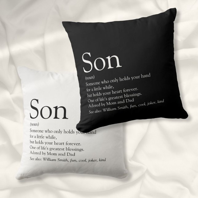 Coussin Meilleur Fils toujours Définition Noir et blanc Am (Best Son Ever Definition Black and White Fun Throw Pillow)