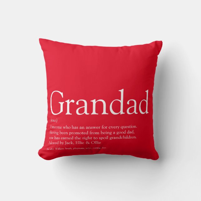 Coussin Meilleur jamais Grand-Père Définition Rouge (Recto)