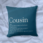Coussin Meilleur Jour Cousin Définition Blue Fun<br><div class="desc">Personnalisez votre cousin spécial pour créer un cadeau unique. Une façon parfaite de lui montrer à quel point il est extraordinaire chaque jour. Conçu par Thisisnotme©</div>