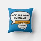 Coussin Meilleur Mari au Monde Cool Fun Bande Dessinée Ble (Verso)