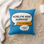 Coussin Meilleur Mari au Monde Cool Fun Comic Bleu (Couverture)