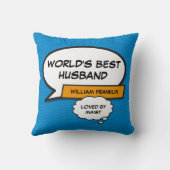 Coussin Meilleur Mari au Monde Cool Fun Comic Bleu (Verso)