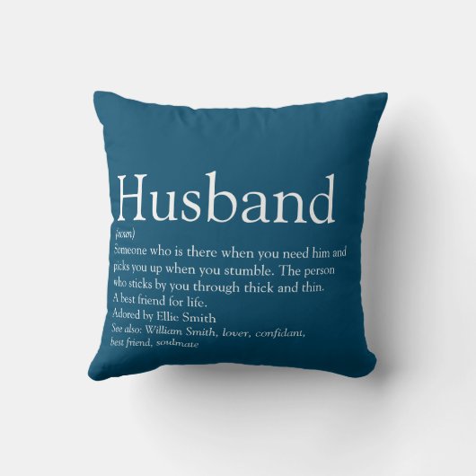 Coussin Meilleur Mari de Tous les Temps Définition Bleu Am (Verso)